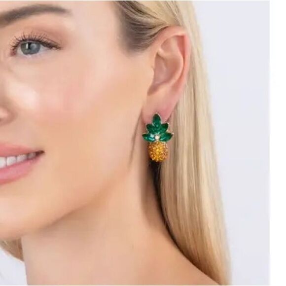 Diamond pineapple earrings #1167  - Picture 2 of 7